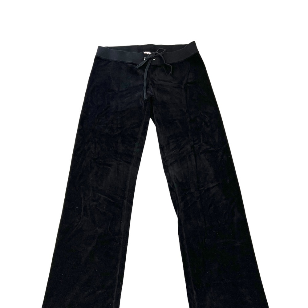 Juicy Couture Velour Flare Track Pants  Black Velvet Y2K Vintage - Picture 3 of 6